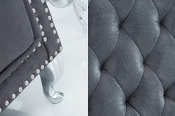 Casa Padrino Fauteuil Chesterfield avec dossier haut Gris - Fauteuil Throne King avec dossier haut - Baroque Moderne