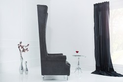 Casa Padrino Fauteuil Chesterfield avec dossier haut Gris - Fauteuil Throne King avec dossier haut - Baroque Moderne