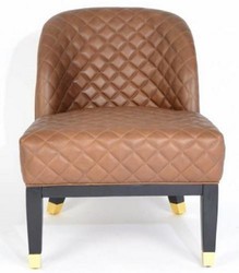 Casa Padrino luxury leather armchair brown / black / gold 62 x 73 x H. 79 cm - Living Room Furniture - Genuine Leather Furniture