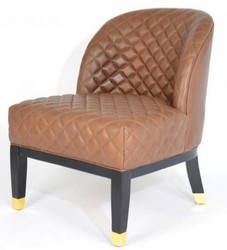 Casa Padrino luxury leather armchair brown / black / gold 62 x 73 x H. 79 cm - Living Room Furniture - Genuine Leather Furniture
