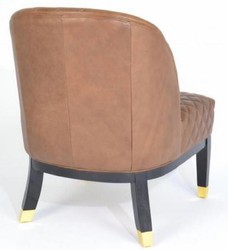 Casa Padrino luxury leather armchair brown / black / gold 62 x 73 x H. 79 cm - Living Room Furniture - Genuine Leather Furniture