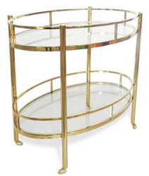 Casa Padrino luxury trolley gold 70 x 47 x H. 77 cm - Stainless Steel Trolley with Tempered Glass Plates - Hotel & Gastronomy Accessories