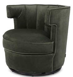 Casa Padrino luxury swivel armchair dark green 79 x 62 x H. 73 cm - Round Living Room Armchair - Velvet Armchair - Living Room Furniture