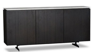 Casa Padrino aparador de lujo con 3 puertas y plato de mármol negro / gris 179 x 40 x H. 80 cm - Gabinete de la Sala de Estar - Calidad de Lujo