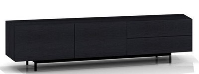Casa Padrino Cabinet TV de Luxe avec 2 Portes et 2 Tiroirs Noir 180 x 50 x H. 46 cm - Cabinet en Chêne Massif - Mobilier de Luxe