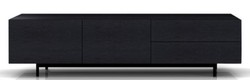 Casa Padrino Gabinete de la TV de Lujo con 2 Puertas y 2 Cajones Negro 180 x 50 x H. 46 cm - Gabinete de Roble Macizo - Muebles de Lujo