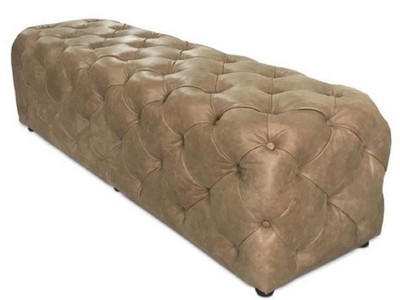 Casa Padrino Panca Chesterfield di Lusso in Vera Pelle Marrone 158 x 47 x H. 45 cm - Mobili Chesterfield