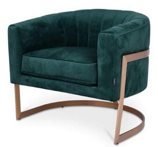 Casa Padrino sillón de terciopelo de lujo verde oscuro / cobre 70 x 66 x H. 68 cm - Muebles de Salón de Diseño