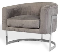 Casa Padrino fauteuil de luxe en velours gris / argent 70 x 66 x H. 68 cm - Mobilier de Salon Design