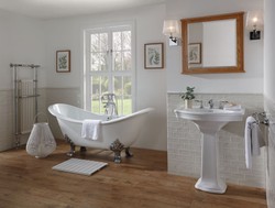 Casa Padrino Bañera Art Nouveau de Lujo Blanco / Plata 180 x 77 x H. 79 cm - Baño Acrílico Curvado Independiente con Patas de León - Muebles de Baño Art Nouveau