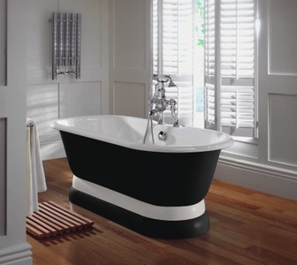 Casa Padrino Luxus Jugendstil Badewanne Marriot Schwarz / Weiß casa padrino luxus jugendstil badewanne, barock badewanne, luxus freistehende badewanne, badezimmer möbel, gusseisen acryl badewanne , luxus wanne