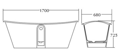 Casa Padrino Luxus Jugendstil Badewanne Grau / Weiß 170 x 68 x H. 72,5 cm - Freistehende Badewanne - Badezimmermöbel