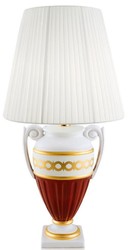 Casa Padrino Baroque Table Lamp White / Red / Gold Ø 40 x H. 75 cm - Living Room Ceramic Lamp in Baroque Style