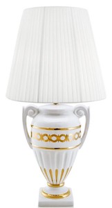 Casa Padrino lampe de table baroque blanc / or Ø 40 x H. 75 cm - Séjour Lampe en Céramique de Style Baroque