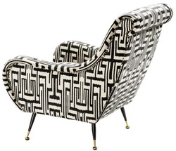 Casa Padrino luxury armchair black / white / brass 80 x 90 x H. 88 cm - Living Room Armchair - Living Room Furniture
