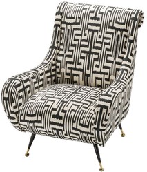 Casa Padrino luxury armchair black / white / brass 80 x 90 x H. 88 cm - Living Room Armchair - Living Room Furniture