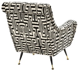 Casa Padrino luxury armchair black / white / brass 80 x 90 x H. 88 cm - Living Room Armchair - Living Room Furniture