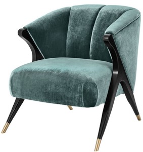 Casa Padrino sillón de diseño verde egeo / negro / latón 71,5 x 79,5 x H. 77 cm - Muebles de Lujo