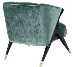 Casa Padrino sillón de diseño verde egeo / negro / latón 71,5 x 79,5 x H. 77 cm - Muebles de Lujo
