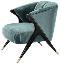 Casa Padrino sillón de diseño verde egeo / negro / latón 71,5 x 79,5 x H. 77 cm - Muebles de Lujo