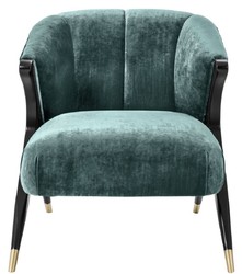 Casa Padrino sillón de diseño verde egeo / negro / latón 71,5 x 79,5 x H. 77 cm - Muebles de Lujo