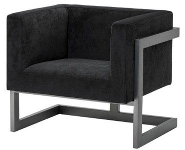 Casa Padrino sillón de club de lujo de terciopelo negro / bronce 86 x 70 x H. 74 cm - Calidad de Lujo
