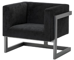 Casa Padrino fauteuil de club de luxe en velours noir / bronze 86 x 70 x H. 74 cm - Qualité de Luxe