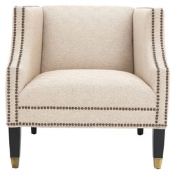 Casa Padrino poltrona da salotto di lusso sabbia / nero / ottone 75 x 80 x H. 75 cm - Mobili di Lusso