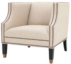 Casa Padrino poltrona da salotto di lusso sabbia / nero / ottone 75 x 80 x H. 75 cm - Mobili di Lusso