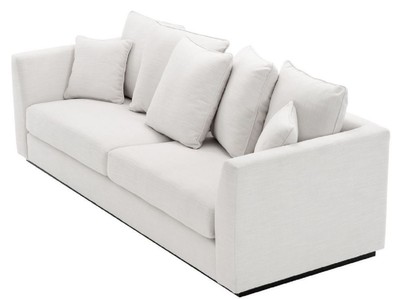 Casa Padrino Wohnzimmer Sofa mit 7 Kissen Weiß / Schwarz 255 x 100 x H. 90 cm - Luxus Couch - Wohnzimmer Möbel