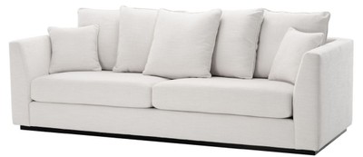 Casa Padrino Wohnzimmer Sofa mit 7 Kissen Weiß / Schwarz 255 x 100 x H. 90 cm - Luxus Couch - Wohnzimmer Möbel