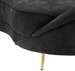 Casa Padrino divano di design in velluto nero / ottone 245 x 87 x H. 79 cm - Divano di Lusso Curvo - Mobili Soggiorno di Design
