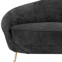 Casa Padrino divano di design in velluto nero / ottone 245 x 87 x H. 79 cm - Divano di Lusso Curvo - Mobili Soggiorno di Design