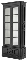 Casa Padrino Armoire Vitrine de Luxe Noir / Blanc 113 x 46 x H. 240 cm - Vitrine en Bois Massif - Armoire de Salon avec 2 Portes en Verre et Tiroir - Qualité de Luxe