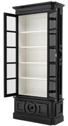 Casa Padrino Armoire Vitrine de Luxe Noir / Blanc 113 x 46 x H. 240 cm - Vitrine en Bois Massif - Armoire de Salon avec 2 Portes en Verre et Tiroir - Qualité de Luxe