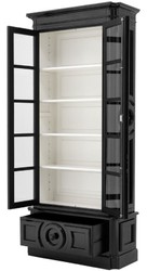 Casa Padrino Armoire Vitrine de Luxe Noir / Blanc 113 x 46 x H. 240 cm - Vitrine en Bois Massif - Armoire de Salon avec 2 Portes en Verre et Tiroir - Qualité de Luxe