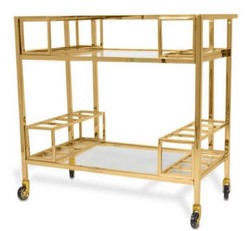 Casa Padrino carrello di lusso oro 80 x 48 x H. 77 cm - Carrello da Portata in Acciaio Inossidabile con Lastre di Vetro Temperato - Accessori per Hotel e Gastronomia