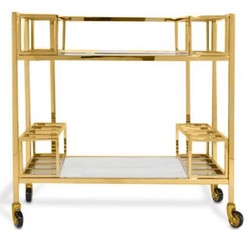 Casa Padrino carrello di lusso oro 80 x 48 x H. 77 cm - Carrello da Portata in Acciaio Inossidabile con Lastre di Vetro Temperato - Accessori per Hotel e Gastronomia