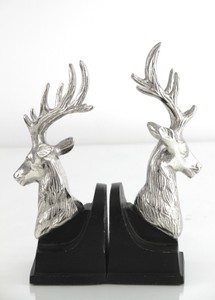 Casa Padrino luxury bookends set deer brass plated on wooden base - bookends set Casa Padrino luxury bookends set deer brass plated on wooden base - bookends set