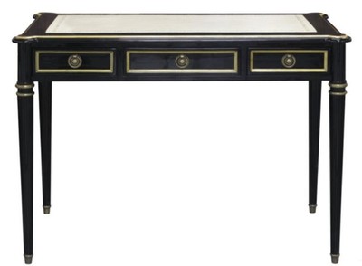 Casa Padrino Scrivania Barocco con 3 Cassetti Nero / Bianco / Oro 108 x 61 x H. 77 cm - Mobili per Ufficio Barocco