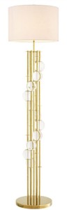 Casa Padrino luxury floor lamp gold / white Ø 48 x H. 176 cm - Designer Lamp with Crystal Glass - Luxury Living Room Lamp