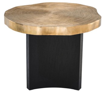 Casa Padrino Luxus Beistelltisch Messingfarben / Schwarz Ø 63,5 x H. 50,5 cm - Luxuriöser Beistelltisch mit Tischplatte im Baumscheiben Design
