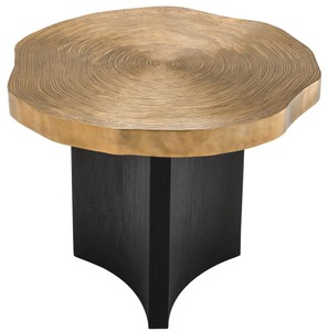 Casa Padrino Luxus Beistelltisch Messingfarben / Schwarz Ø 63,5 x H. 50,5 cm - Luxuriöser Beistelltisch mit Tischplatte im Baumscheiben Design
