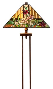Casa Padrino Luxus Tiffany Stehleuchte Braun / Mehrfarbig 40 x 40 x H. 145 cm - Handgefertigt Tiffany Lampe aus 484 Teilen