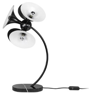 Casa Padrino luxury table lamp black / white 41 x 41 x H. 77 cm - Desk Lamp - Aluminum Lamp with Marble Base - Living Room Lamp - Office Lamp