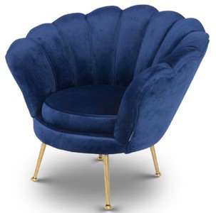 Casa Padrino Designer Kids Velvet Armchair Blue / Brass 96 x 79 x H. 78 cm - Luxury Children's Furniture