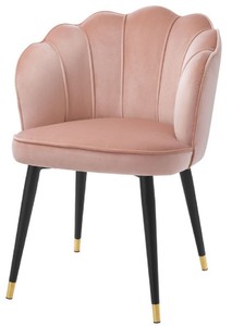 Casa Padrino chaise de salle à manger de luxe en velours avec accoudoirs rose / noir / or 60 x 63 x H. 83 cm - Chaise de Cuisine Design Coquillage