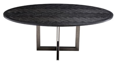 Casa Padrino Luxus Esstisch Schwarz / Bronze 200 x 120 x H. 76 cm - Ovaler Küchentisch - Luxus Esszimmer Möbel