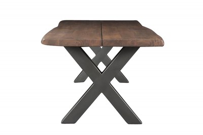 Casa Padrino Massivholz Esstisch Akazie mit Eisengestell 200 x 100 x H.77 cm - Designer Tisch