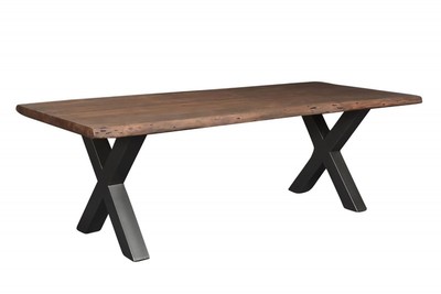 Table à manger en bois massif Casa Padrino, acacia, avec cadre en fer forgé 200 x 100 x H.77 cm - table design Table à manger en bois massif Casa Padrino, acacia, avec cadre en fer forgé 200 x 100 x H.77 cm - table design
